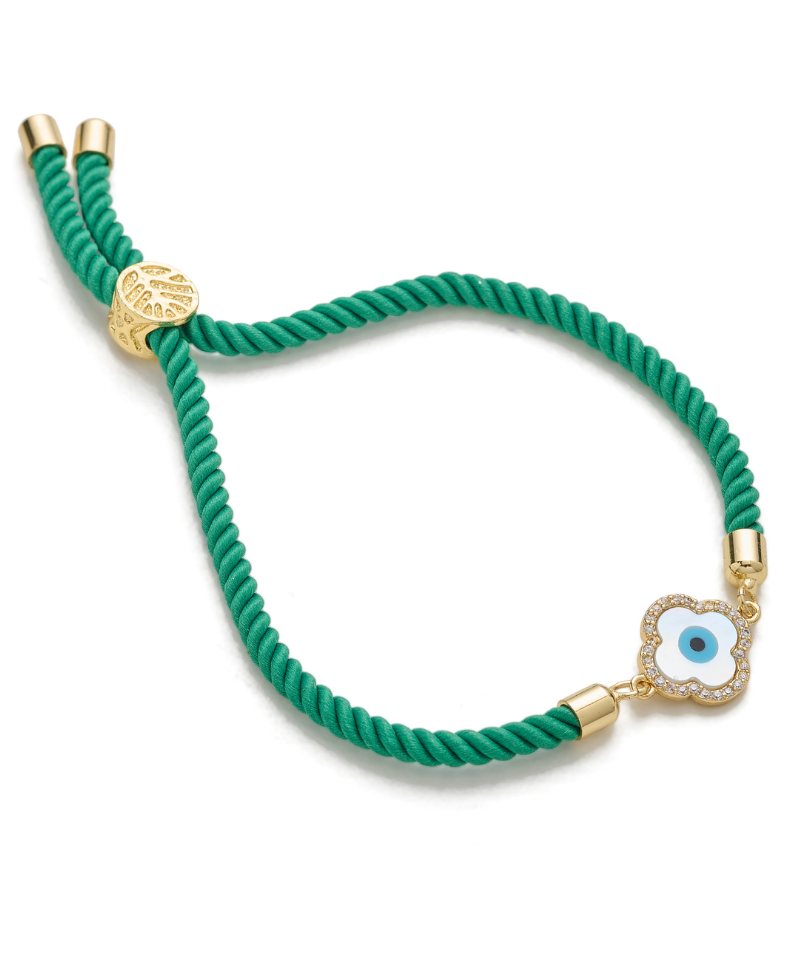 Lucky Clover Adjustable Cord Bracelet