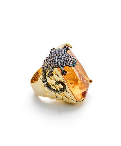 Lucky Gekko Goddess Cocktail Ring