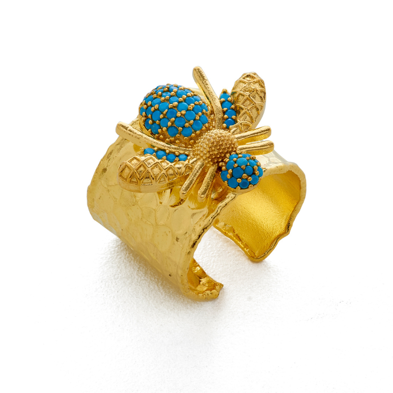 Hammered Finish Studded Bumble Bee Ring
