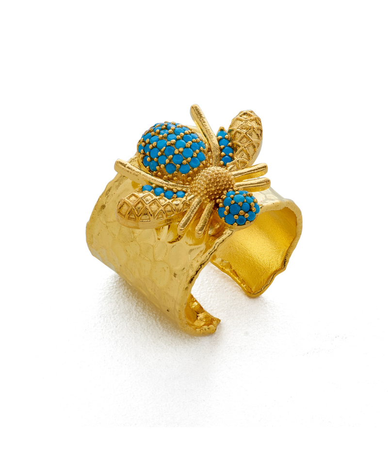 Hammered Finish Studded Bumble Bee Ring