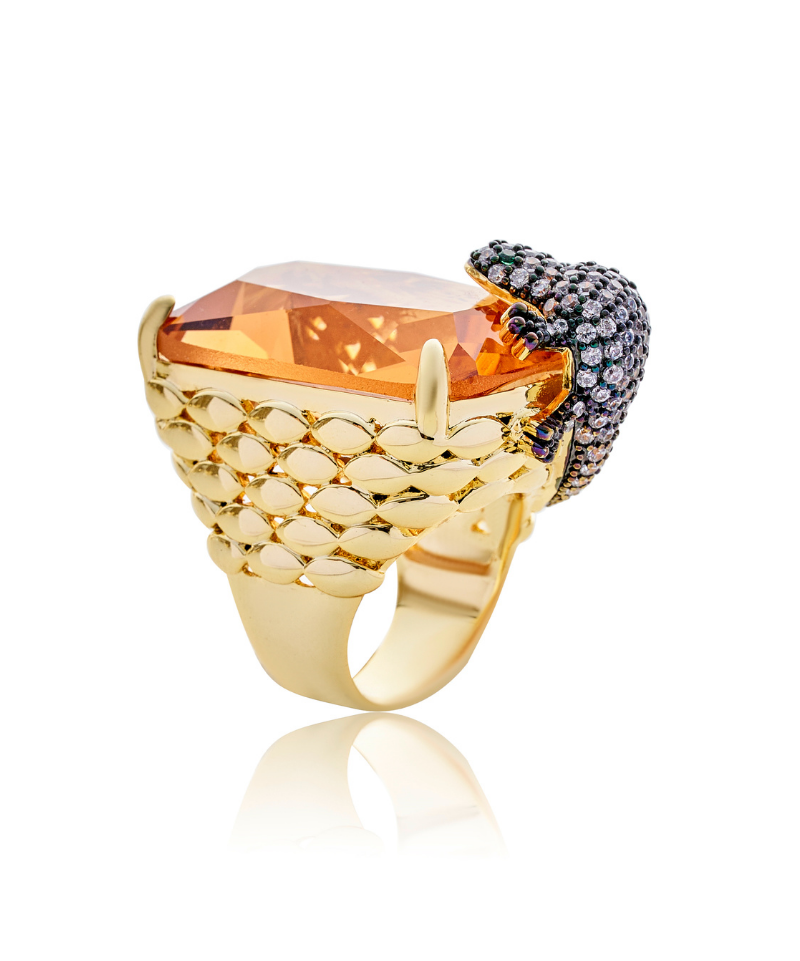 Lucky Gekko Goddess Cocktail Ring