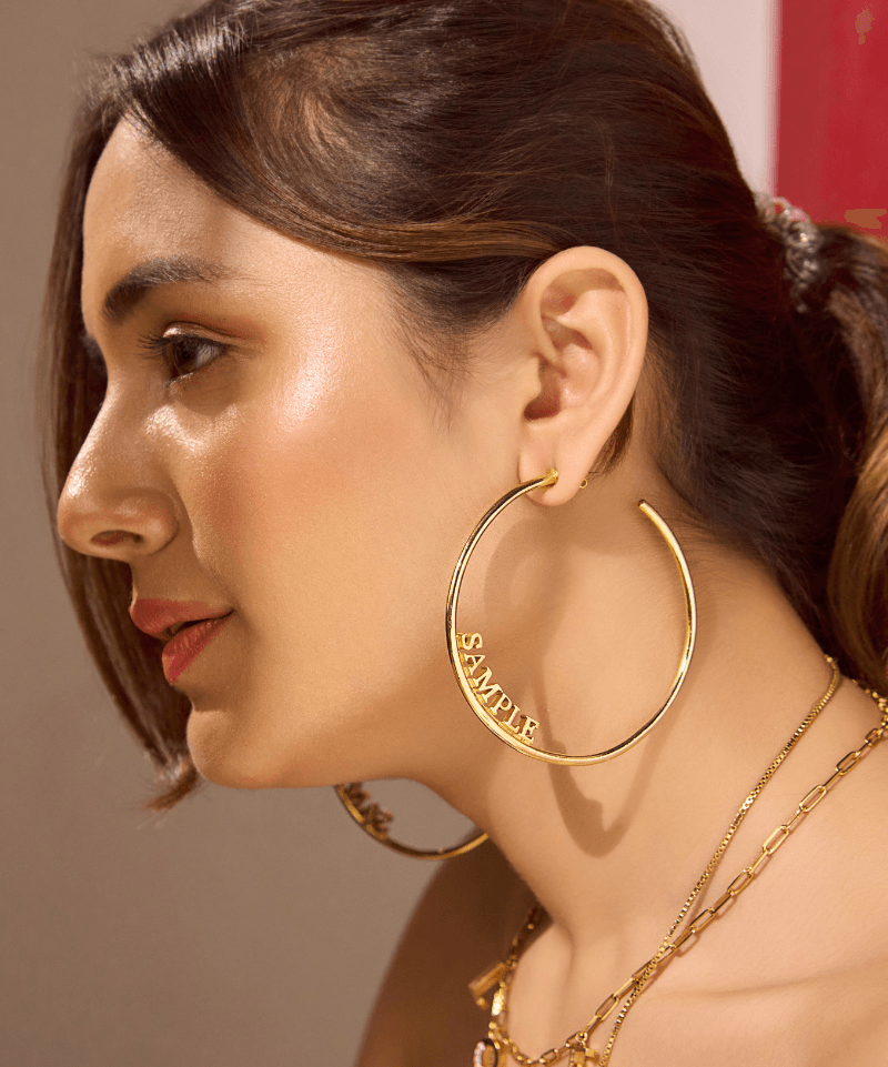 Personalized Name Hoop Earrings - Bansri Mehta Design