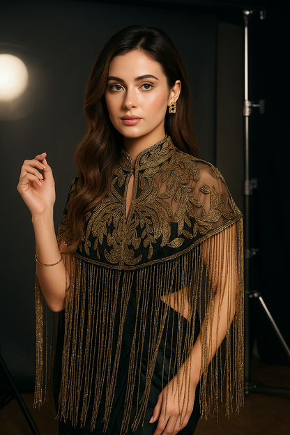 Gleaming Bisou Cape with Tassels