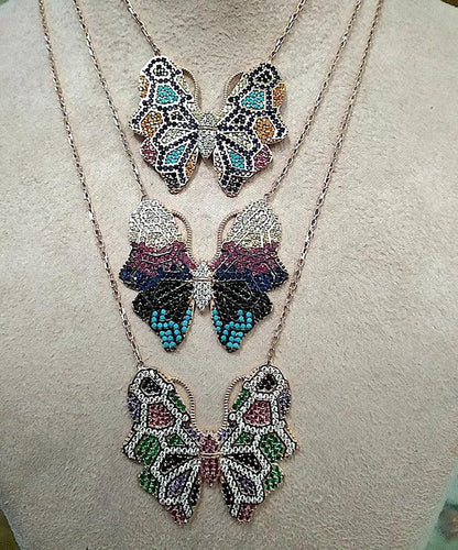 Multicolour Butterfly Necklace with Swarovski Crystals