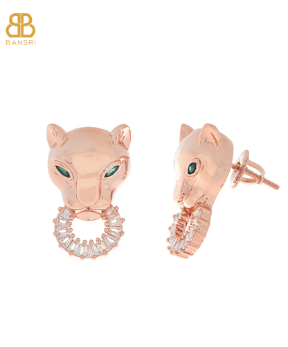 Baguette Panther Head Earrings