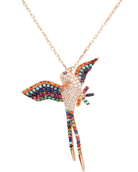 Multicoloured Bird Necklace with Swarovski Crystals - Bansri Mehta Design