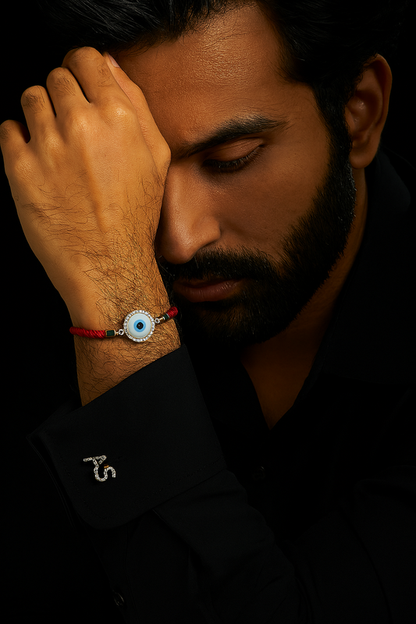 Evil Eye Disc Adjustable Cord Bracelet For Men