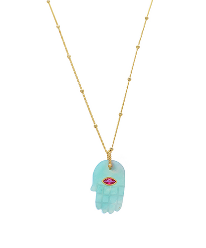 Natural Stone Hamsa Necklace