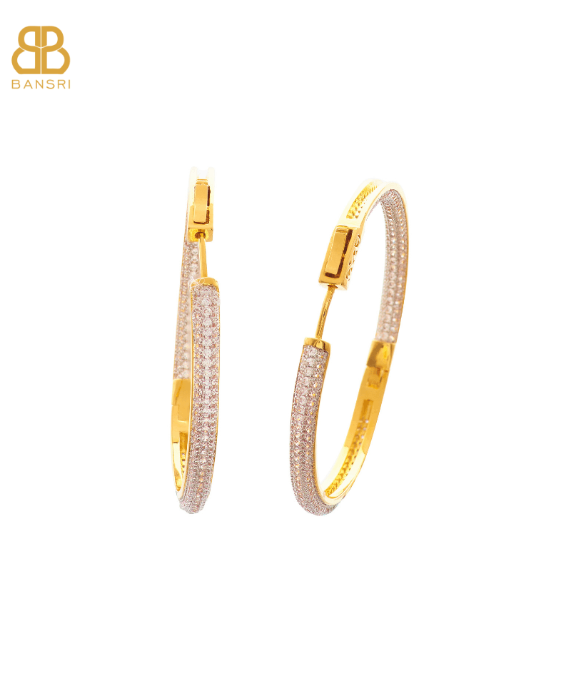 Diamond crystal encrusted Medium Size Hoop Earrings