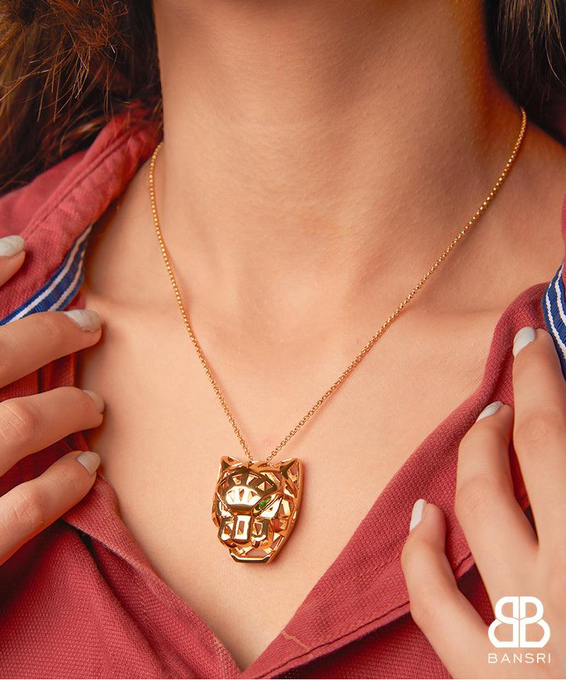 Geox Panther Head Pendant Necklace - Bansri Mehta Design