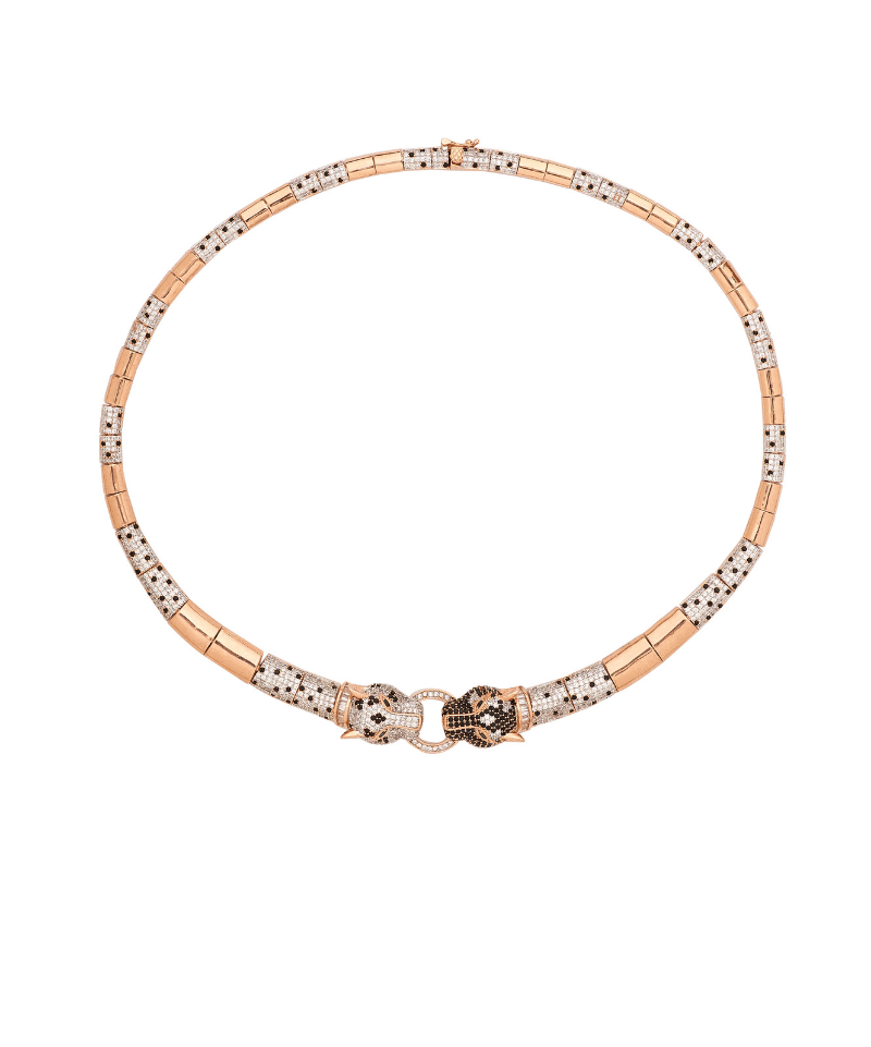 Le Panthera Rosegold Collar Necklace & Bracelet & Earring Set