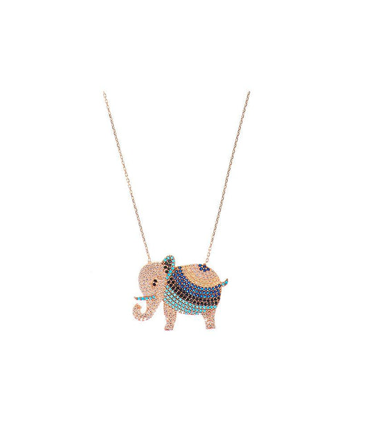 Multicoloured Elephant Necklace with Swarovski Crystals - Bansri Mehta Design