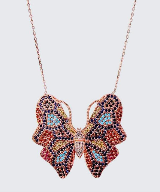 Multicolour Butterfly Necklace with Swarovski Crystals - Bansri Mehta Design