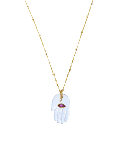 Natural Stone Hamsa Necklace