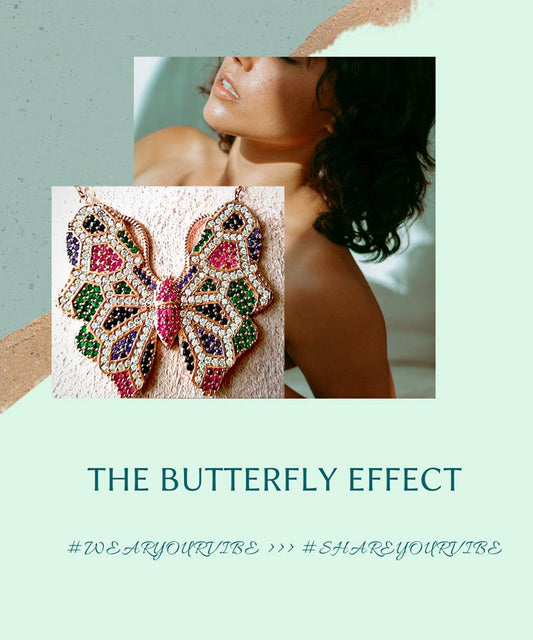 Multi hued Butterfly Necklace with Swarovski Crystals - Bansri Mehta Design