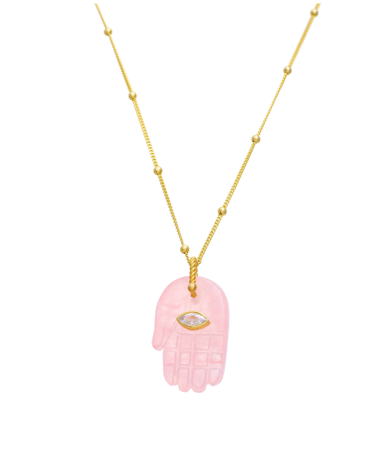 Natural Stone Hamsa Necklace