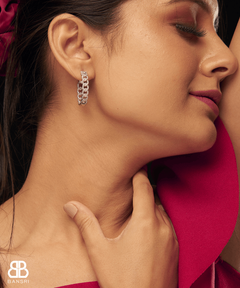 Baguette Diamond Hoop Earrings - Bansri Mehta Design