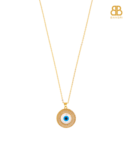 Big Evil Eye Medallion Disc Pendant Necklace