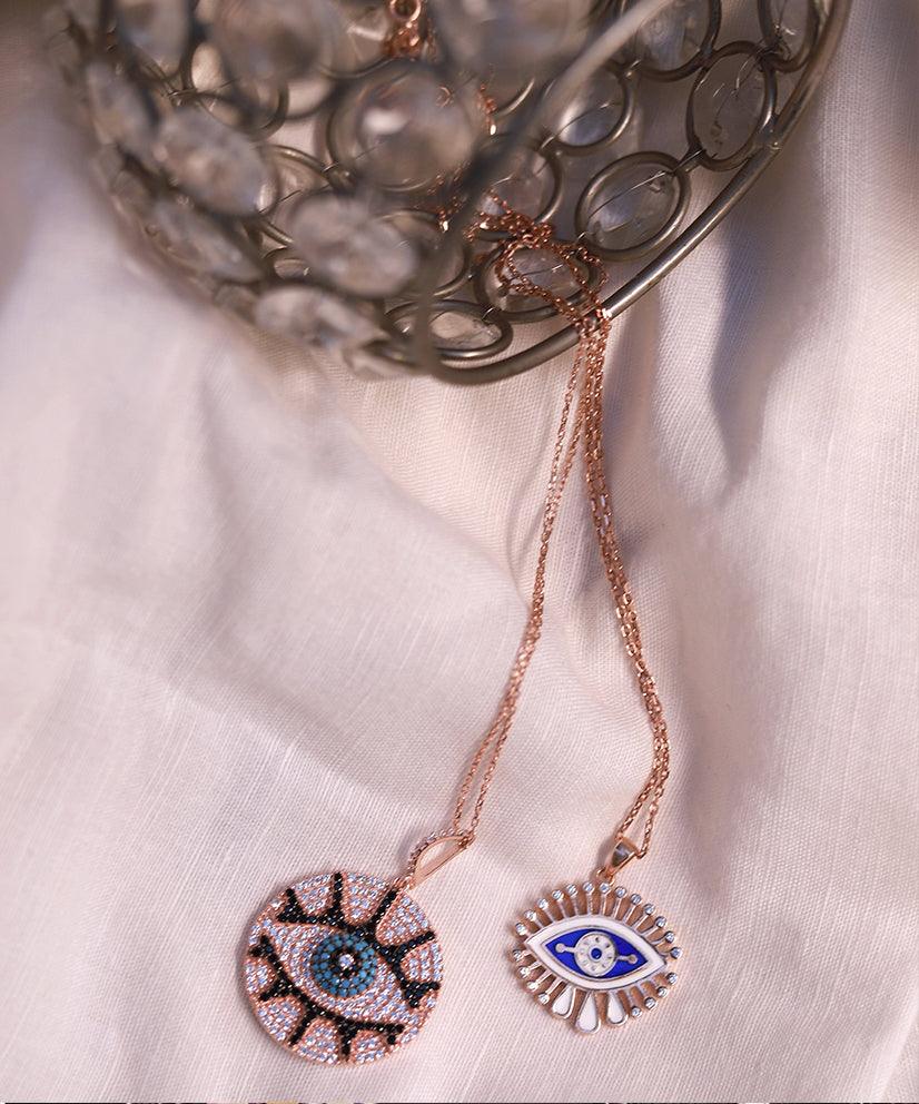 Enamel Carved Evil Eye Necklace