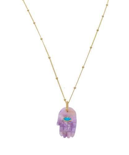 Natural Stone Hamsa Necklace