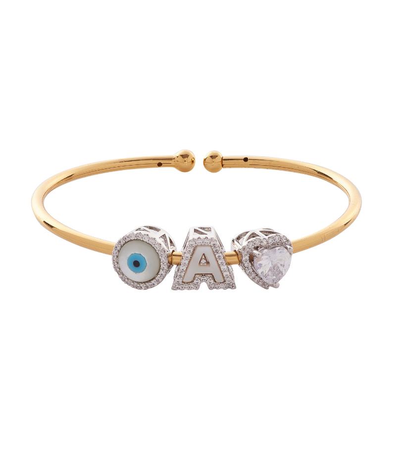 Wish Good Personalized Charm Adjustable Slide Bangle Bracelet