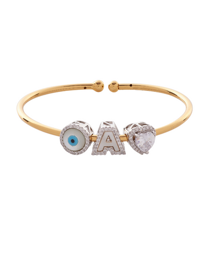 Wish Good Personalized Charm Adjustable Slide Bangle Bracelet