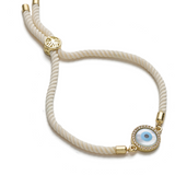 Evil Eye Disc Adjustable Cord Bracelet For Men