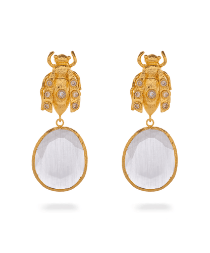 Scarab Bee Drop Earrings - Bansri Mehta Design