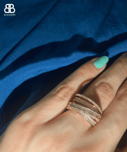 Criss Cross Crystal Statement Ring