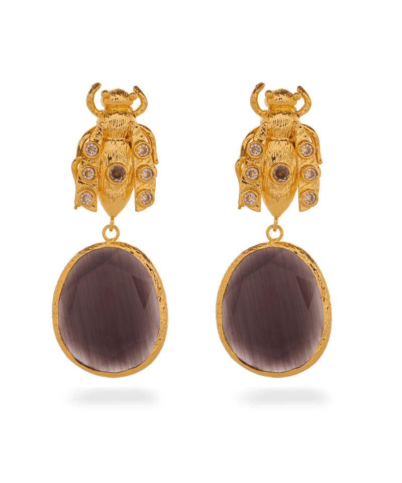 Scarab Bee Drop Earrings