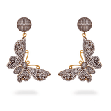 Crystal Studded Butterfly Drop Earrings - Bansri Mehta Design