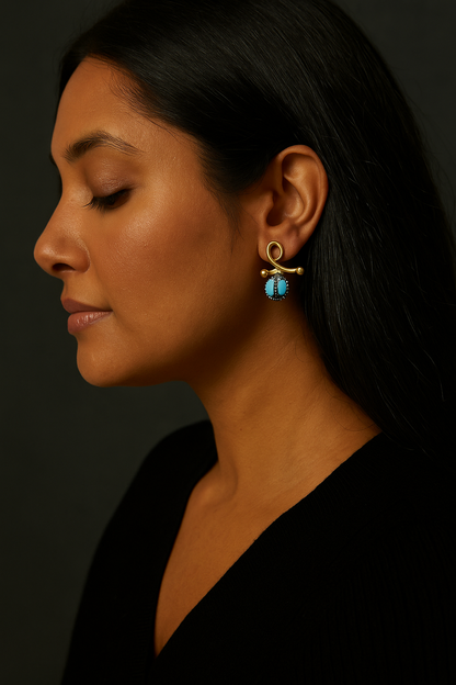 Aliya Encrusted Turquoise Drop Earrings