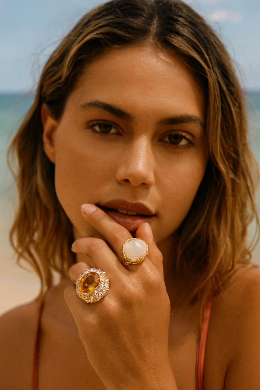 Amani Citrine Solitaire Cocktail Ring