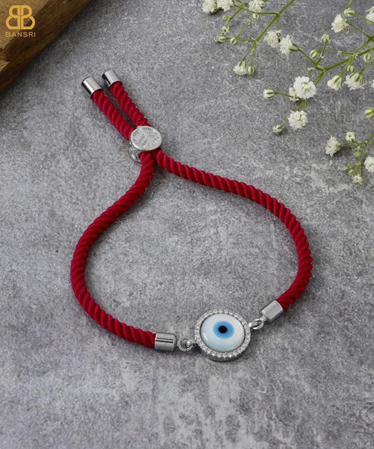 Evil Eye Disc Adjustable Cord Bracelet - Bansri Mehta Design