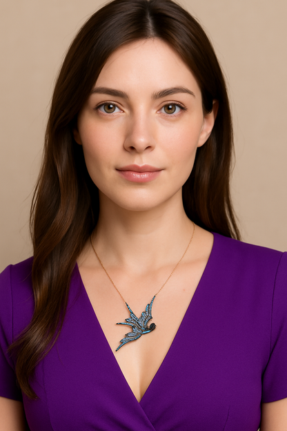 Bird in Flight Necklace with Swarovski Crystals