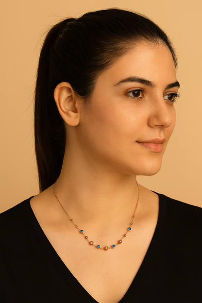 Evil Eye Ball Protector Rosegold Chain Necklace