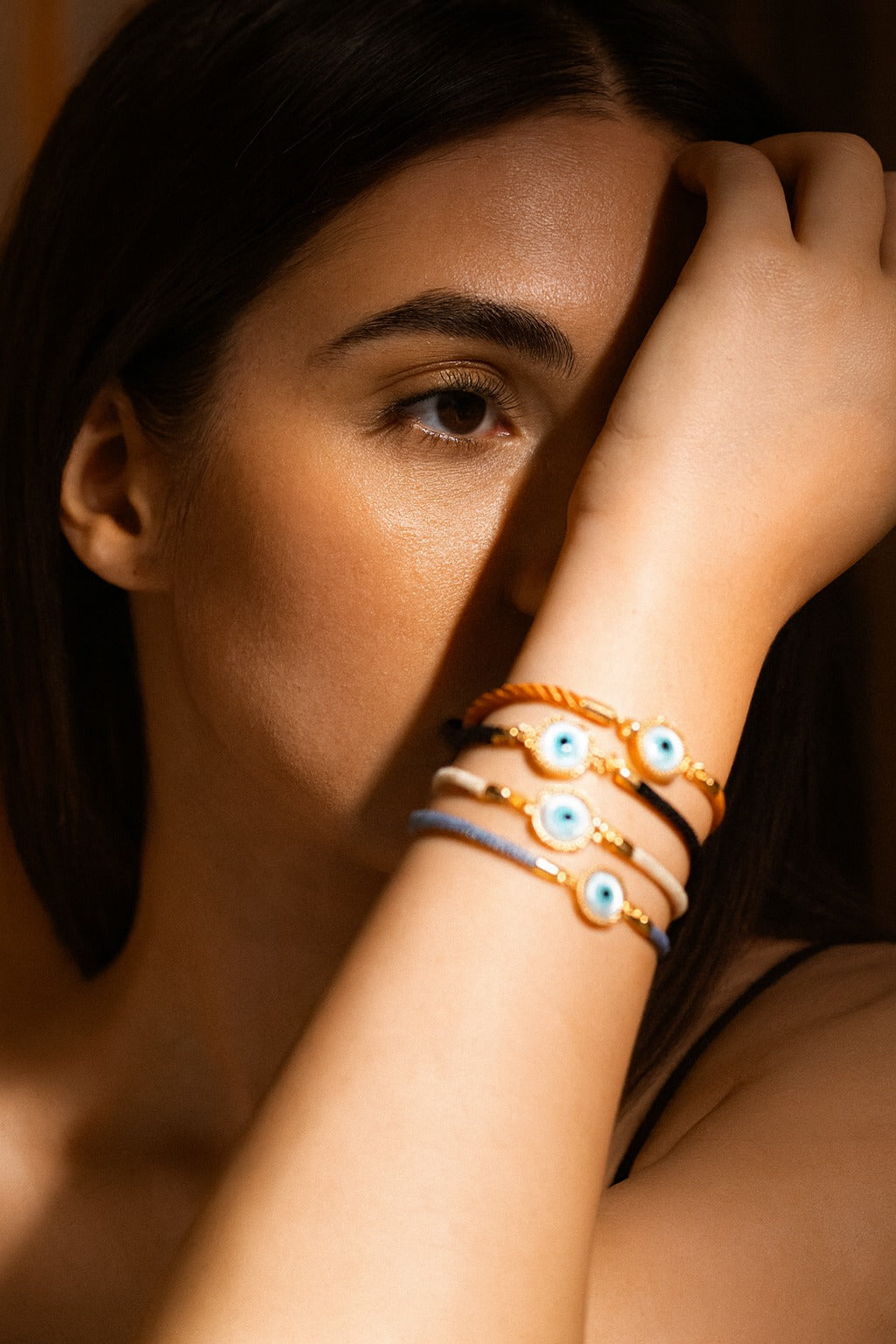 Evil Eye Disc Adjustable Cord Bracelet