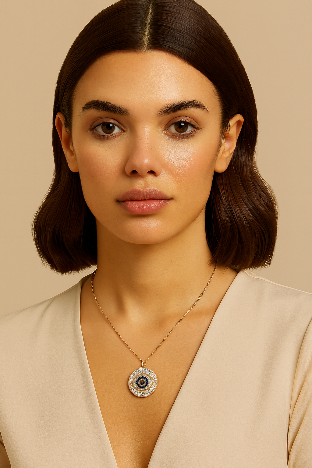 Glam Medallion Evil Eye Necklace