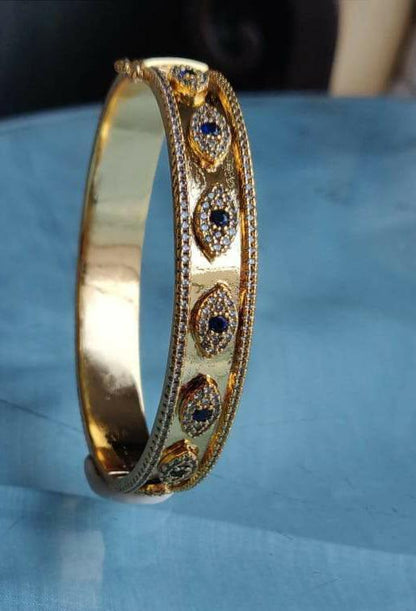 Evil Eye Side Opening Bangle Bracelet