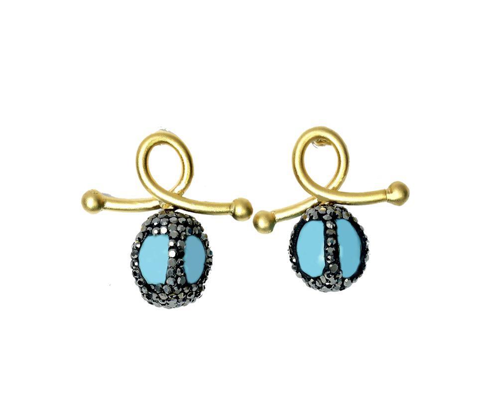 Aliya Encrusted Turquoise Drop Earrings - Bansri Mehta Design