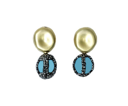 Aisha Encrusted Turquoise Drop Earrings - Bansri Mehta Design