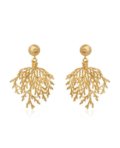 Lustrous Leaves Carved Earrings - Bansri Mehta Design