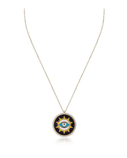 Black Sunburst Evil Eye Necklace