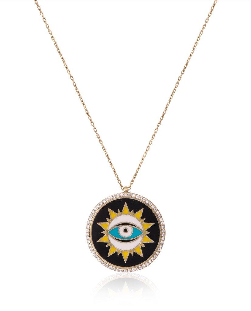 Black Sunburst Evil Eye Necklace - Bansri Mehta Design