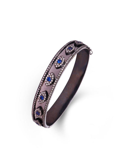 Evil Eye Side Opening Bangle Bracelet