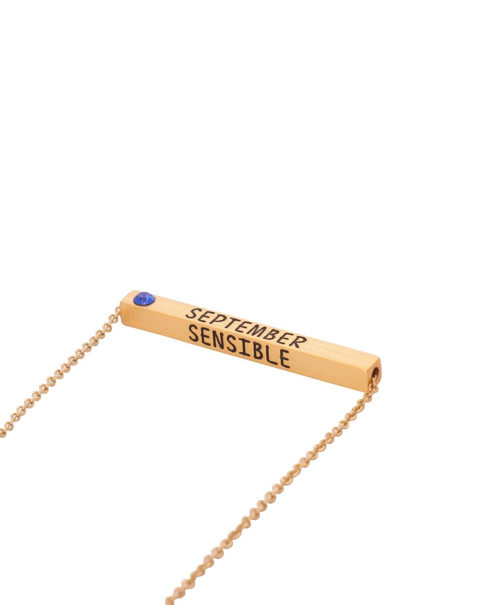 22k Gold Plated Birthmonth Engraved Bar Necklace - Jan to Dec