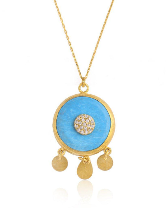Dreamcatcher Evil Eye Turquoise Medallion Necklace - Bansri Mehta Design
