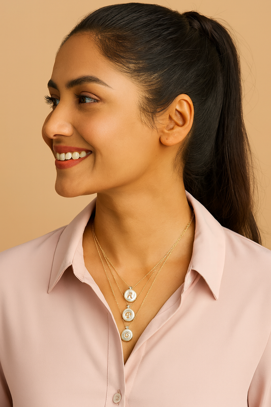 Mother of Pearl Rosegold Initial Necklace