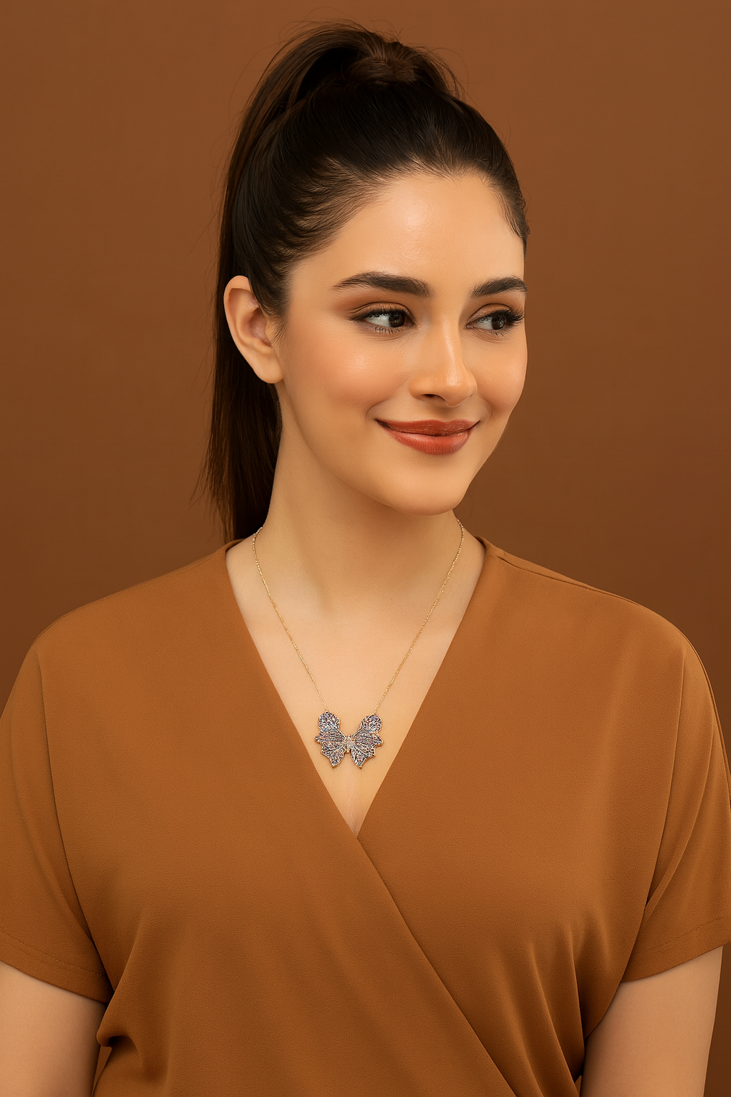 Multicolour Butterfly Necklace with Swarovski Crystals