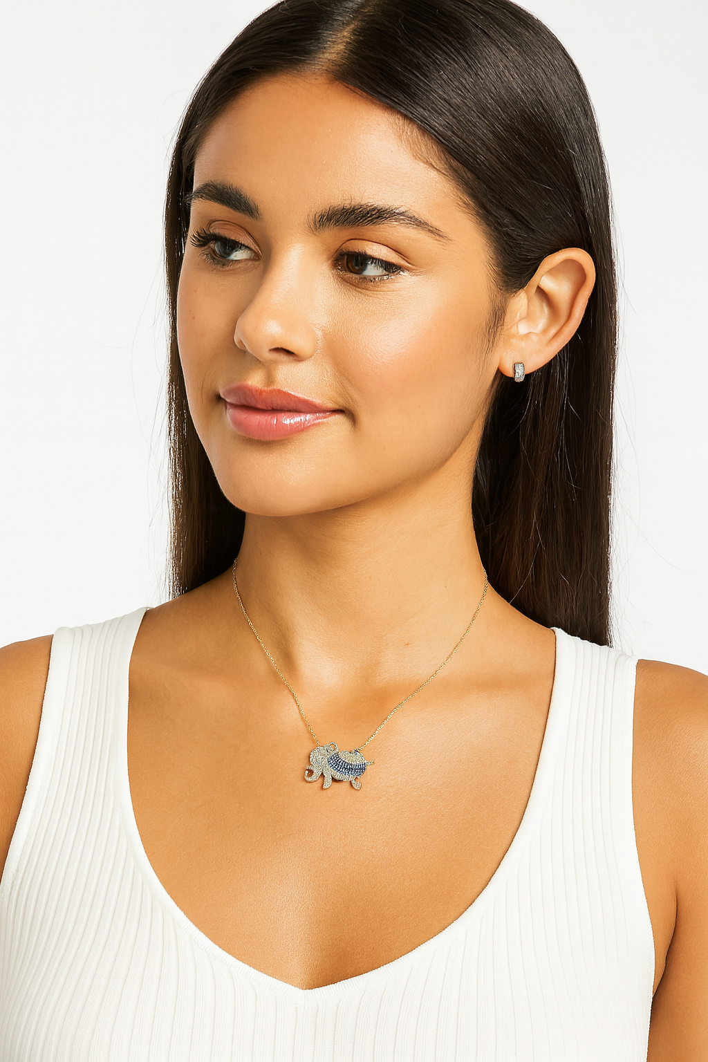 Multicoloured Elephant Necklace with Swarovski Crystals